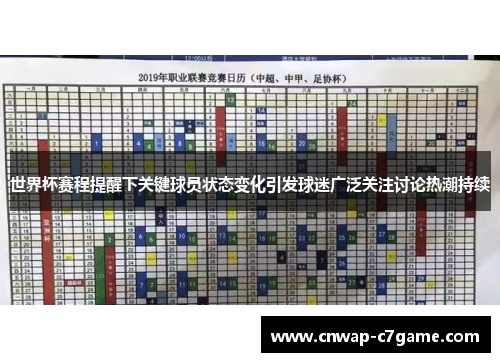 世界杯赛程提醒下关键球员状态变化引发球迷广泛关注讨论热潮持续